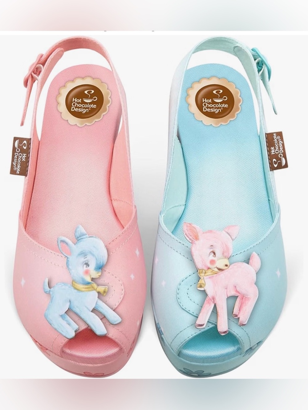 Hot Chocolate Design Girls' Slingback Sandals - Pink & Light Blue